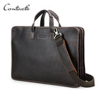 CONTACT’S Herren Leder Sling Briefcase – Vintage Business Schultertasche für Laptop bis 16"