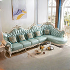 Elegantes Leder-Ecksofa en forma de L – Skandinavisches Design mit Massivholzgestell, hochwertiges Wohnzimmer-Sofa aus Echtleder