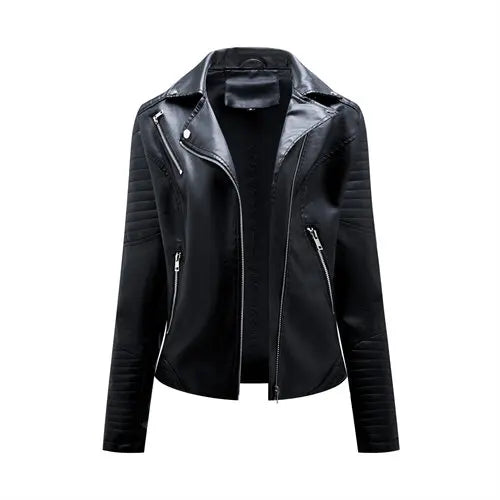 Damen Biker PU Lederjacke 2026 – Modische Streetwear Jacke mit Reißverschluss, Faux Leather Kurzjacke für Frühling & Herbst (S–XXXL)