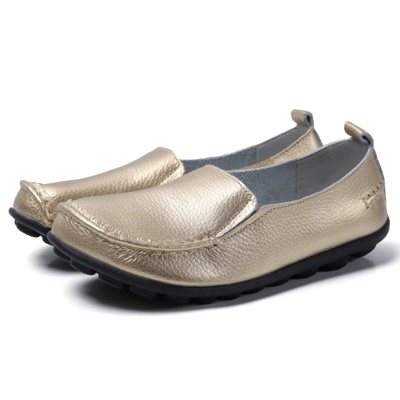 HAJINK Damen Flats 2024 – Weiche Slip-On Loafers aus echtem Leder, elegante Moccasins für Alltag & Freizeit, Plus Size