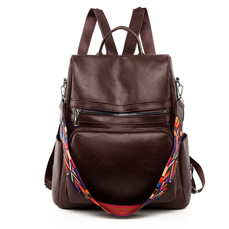 KMFFLY Damen Lederlook Rucksack Vintage – Hochwertiger Anti-Diebstahl Rucksack für Schule, Freizeit & Reisen, stilvolle Schultertasche für Frauen