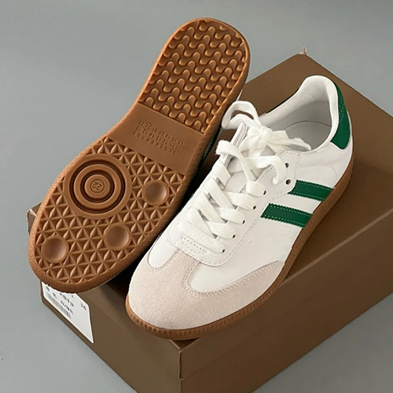 Damen Leder Sneaker im British Style – Retro Vulcanized Shoes aus echtem Rindsleder für Alltag & Freizeit