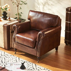 Vintage Leder Sessel im französisch-amerikanischen Stil – Antiker Relaxsessel aus Oil-Wax Leder, Retro Tiger Chair für Wohnzimmer & Lounge