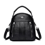 VANDERWAH 4-in-1 Damen Leder-Rucksack – Multifunktionale Schultertasche, kleiner Fashion Rucksack & Messenger Bag