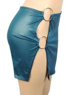 Damen PU Leder Minirock Schwarz – High Waist Bodycon Rock mit Metallring & Seitenschlitz, figurbetonter Club- & Partyrock in Lederoptik