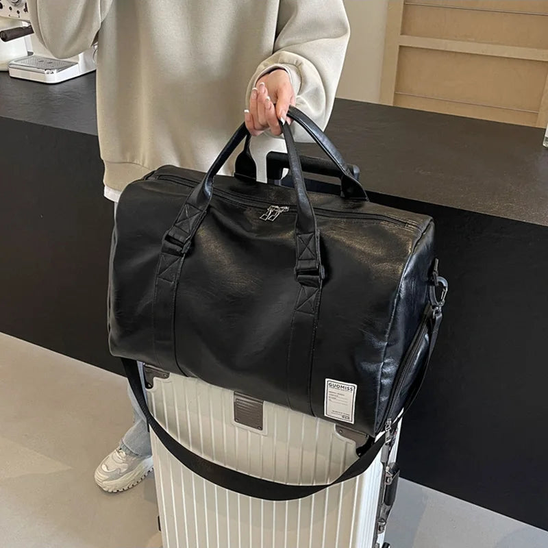 Modische Leder Duffle Bag mit Schuhfach – Vielseitige Reise-, Sport- & Fitness Tasche für Damen und Herren