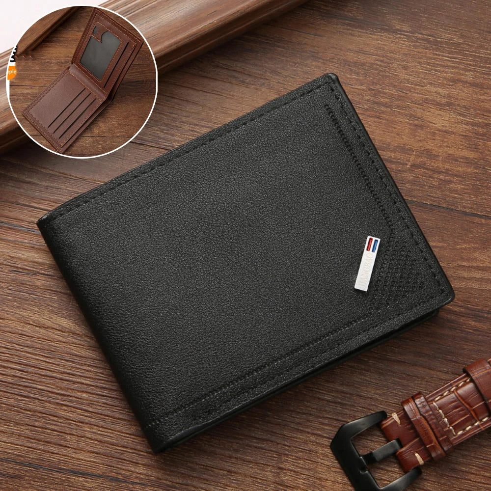 PU Leder Herren Geldbörse - Cartera vertical delgada con protección RFID, tarjetas y diseño minimalista 