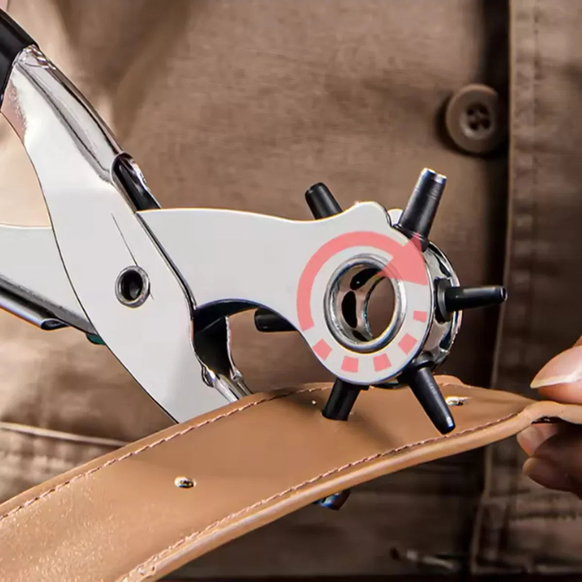 Leder Lochzange für Gürtel & Armbänder – Multifunktionale Edelstahl Gürtelzange zum Stanzen von Löchern für Leder, Taschen & Uhrenarmbänder
