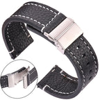 Weiches Uhrenarmband aus echtem Rindsleder – Quick Release Leder Watchband 18 / 20 / 22 / 24 mm mit Edelstahl-Faltschließe für Damen & Herren
