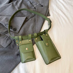 LXHYSJ Damen 2-in-1 Bauchtasche – Leder Crossbody & Chest Bag, Designer Mini Fanny Pack für Frauen 2024