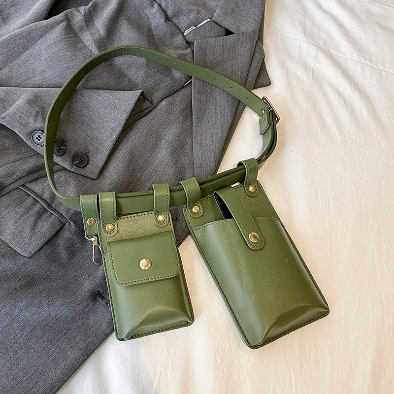 LXHYSJ Damen 2-in-1 Bauchtasche – Leder Crossbody & Chest Bag, Designer Mini Fanny Pack für Frauen 2024