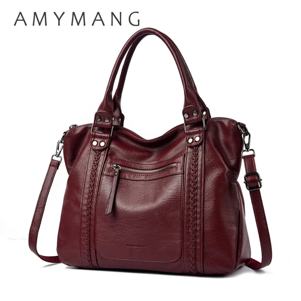 AMYMANG Damen Schultertasche aus echtem weichem Leder – Luxuriöse Crossbody & Casual Tote Handtasche