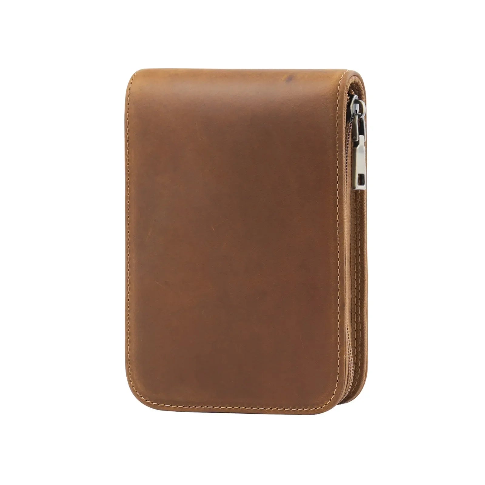 Vintage Leder Füller-Etui für 12 Stifte – Großes Reißverschluss Stiftemäppchen aus echtem Leder für Schule &amp; Büro 