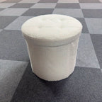 Kreativer runder Teddy-Stoff Hocker mit Stauraum – Weicher Bucket Ottoman & Schminkstuhl für Wohnzimmer & Schlafzimmer