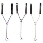 Schwarzer Leder Choker mit Herz & Kette – Punk Gothic Halsband für Damen, Goth Schmuckaccessoire