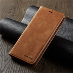Dünne Wildleder Leder Wallet Hülle für iPhone – Slim Flip Case mit starkem Magnet & Kartenfächern für iPhone 5S bis iPhone 17 Pro Max