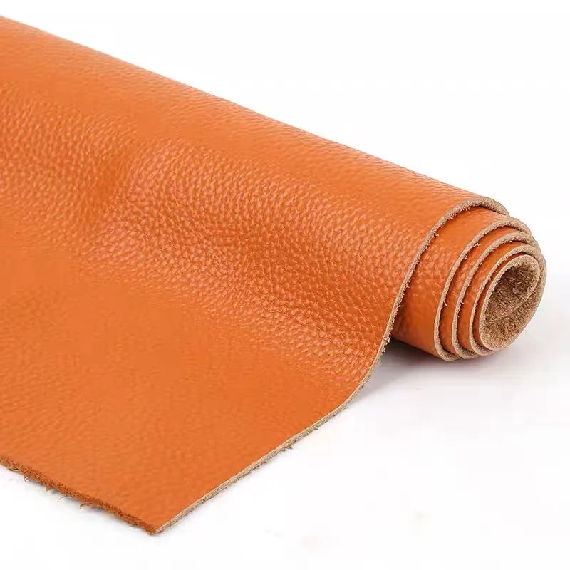 Honigoranges Top-Layer Rindsleder mit Lychee-Prägung – Weiches Echtleder 1,5 mm für Sofa, Kopfteil, Taschen & Polster