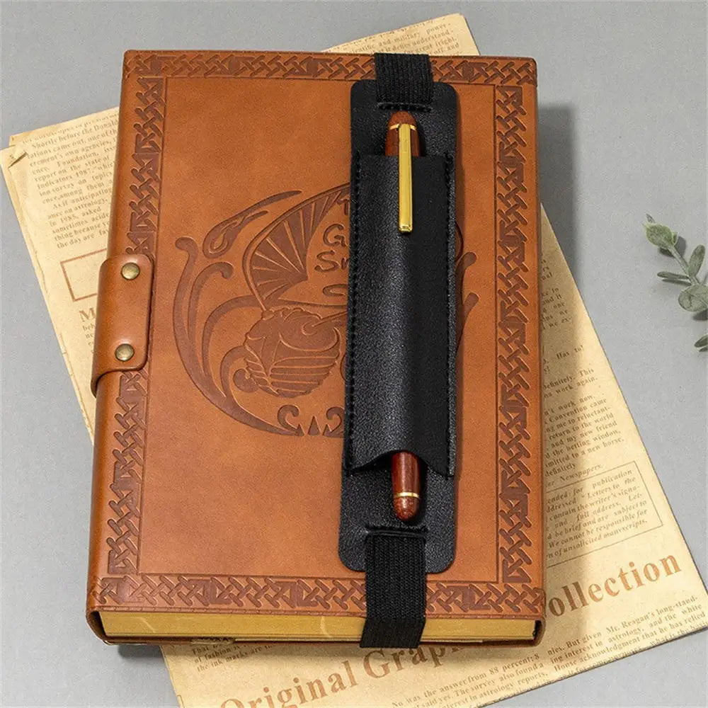 Support en cuir PU avec étui de transport – Support élégant avec bandes élastiques pour bureau, planificateur et carnet de notes 