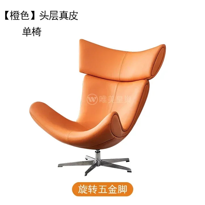 Ergonomischer Designer-Ledersessel im nordischen Stil – Moderner Relax- & Wohnzimmerstuhl mit Komfortschaum für stilvolles Wohnen