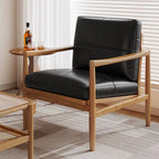 Stilvoller Leder-Loungesessel mit Massivholzgestell – Moderner & gemütlicher Einzelsessel im skandinavischen Design für Wohnzimmer