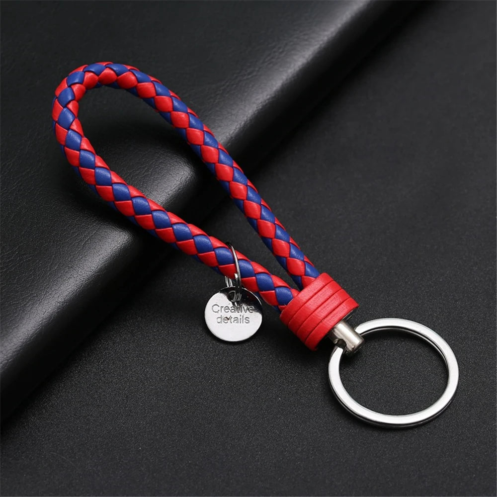 13 cm geflochtener PU-Leder Schlüsselanhänger – Farbiger Keyring für Damen &amp; Herren, modisches Auto- &amp; Taschen-Accessoire mit Metallring