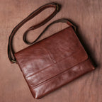 LEATHFOCUS Herren Leder-Umhängetasche – Echtes Crazy Horse Rindsleder, Vintage Messenger Bag, Handmade Satchel für A4-Dokumente