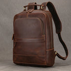 Vintage Herren Rucksack aus Crazy Horse Leder – Mochila retro para ordenador portátil más grande aus echtem Leder para viajes y negocios 