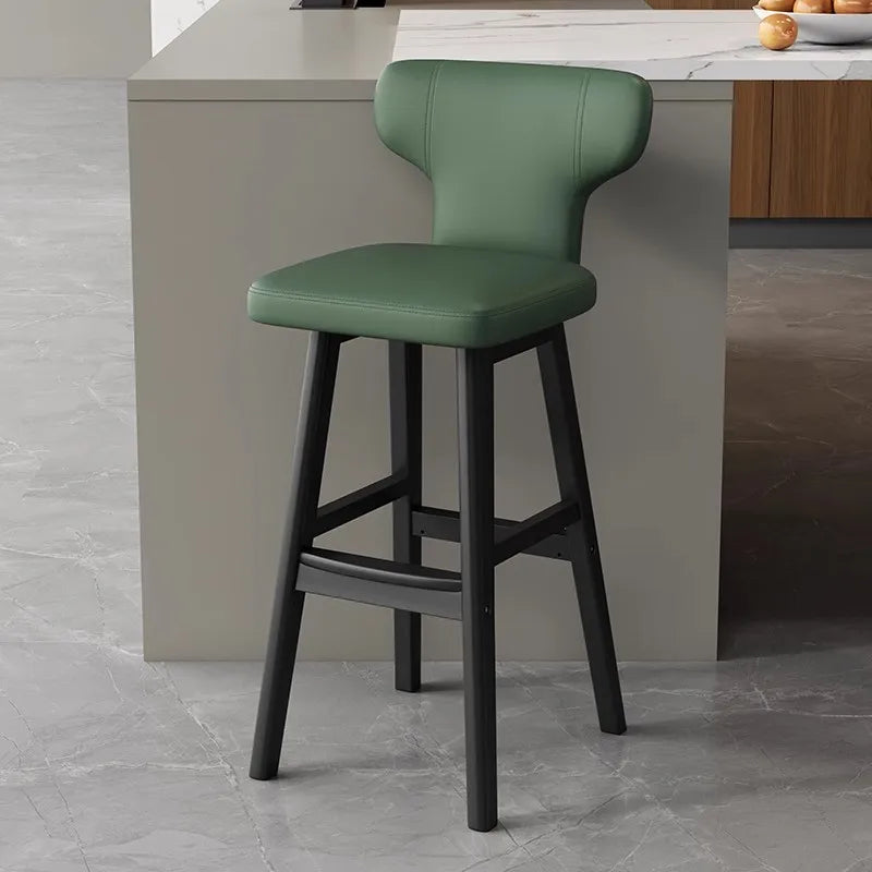 Luxus Barhocker aus Leder & Holz – Moderner minimalistischer Design-Barstuhl im italienischen Stil für Restaurant, Bar & Theke