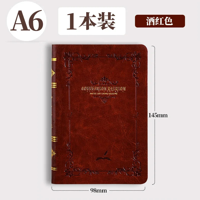 Vintage Notizbuch A6A7 aus PU-Leder – Kompakt, Gold-Print, Tragbar für Schule & Büro