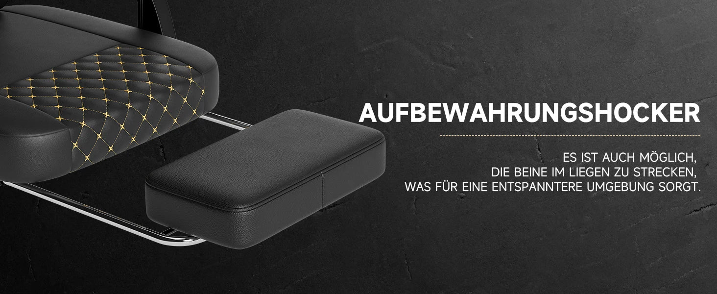Ergonomischer Gaming-Stuhl aus Leder mit Massagefunktion & Fußstütze – Belastbar bis 150 kg, verstellbarer Gamer- & Bürostuhl für PC & Office
