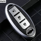 Premium Leder-TPU Autoschlüssel Hülle für Nissan & Infiniti – Robuste Key Case Cover Schale für Qashqai, X-Trail, Juke & mehr