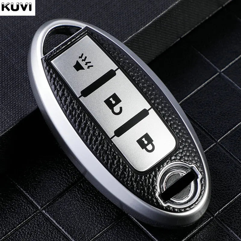 Premium Leder-TPU Autoschlüssel Hülle für Nissan & Infiniti – Robuste Key Case Cover Schale für Qashqai, X-Trail, Juke & mehr