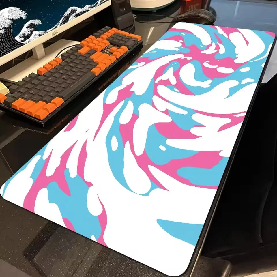 XXL Leder Mousepad mit Art-Swirl Design – Große Gaming & Keyboard Schreibtischunterlage für PC, Laptop & Anime-Setup
