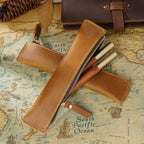 Mini Stifteetui en véritable cuir – Handgefertigter Leder-Organizer für Büro, Schule &amp; Reisen