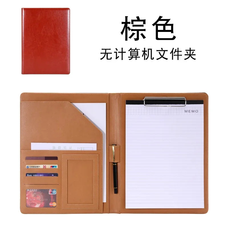 A4 PU-Leder Business Organizer Mappe – Vintage Manager Ordner & Dokumentenmappe mit Klemmbrett für Büro & Führungskräfte