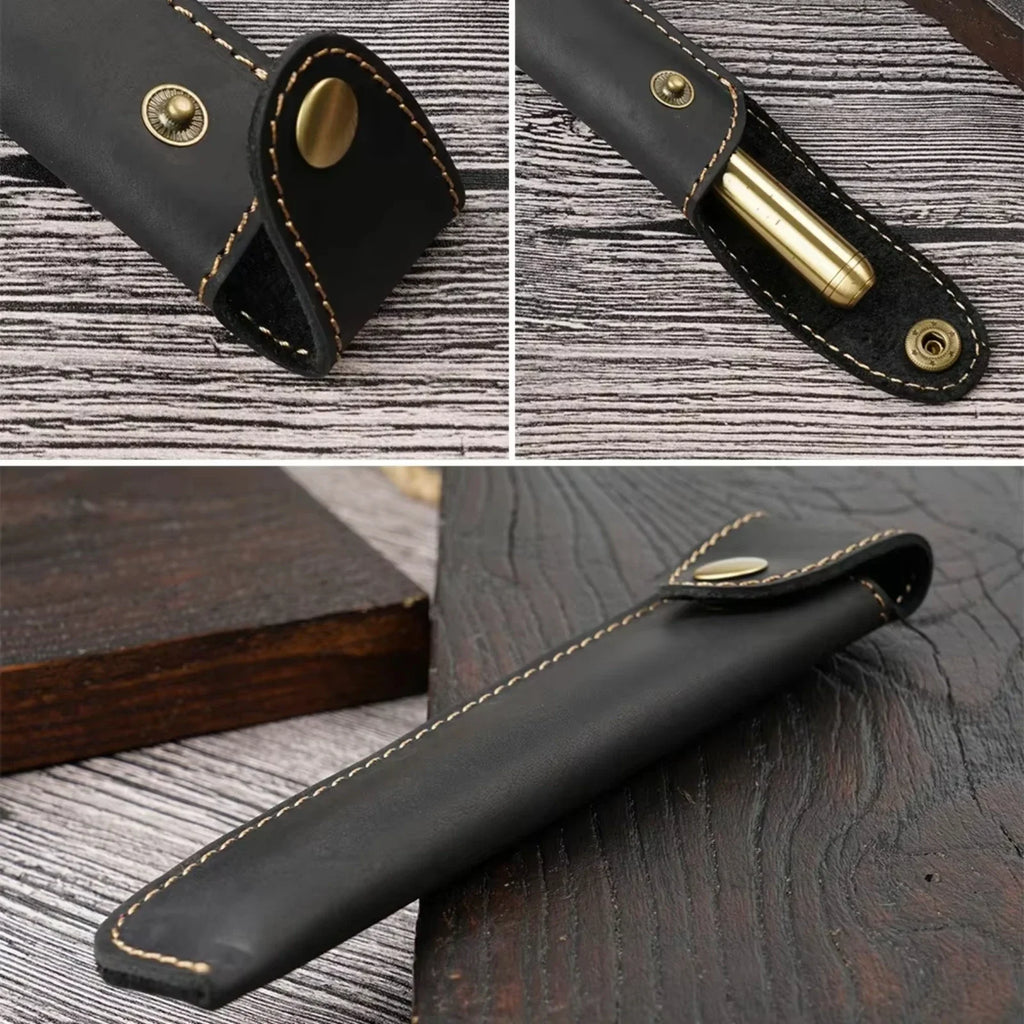 Handgefertigtes Leder Stifteetui im Vintage-Stil – Echtes Leder Pen Sleeve für Travel Notebook, Journals & Füller