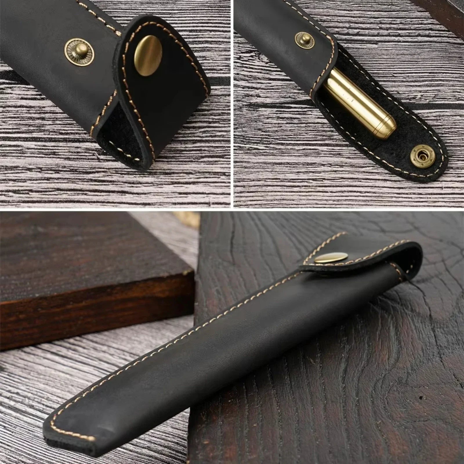 Handgefertigtes Leder Stifteetui im Vintage-Stil – Echtes Leder Pen Sleeve für Travel Notebook, Journals & Füller