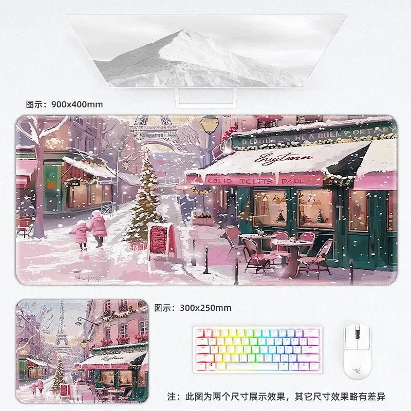 Weihnachtliche XXL PU Leder Schreibtischunterlage - Alfombrilla de ratón con dibujos animados Kawaii para ordenador, teclado y portátil 