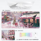 Weihnachtliche XXL PU Leder Schreibtischunterlage - Alfombrilla de ratón con dibujos animados Kawaii para ordenador, teclado y portátil 