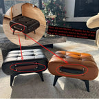 Faltbarer Fußhocker aus extra dickem PU-Leder – Gepolsterter Sitzhocker & Ottoman mit rutschfester Basis für Wohnzimmer, Schlafzimmer & Büro
