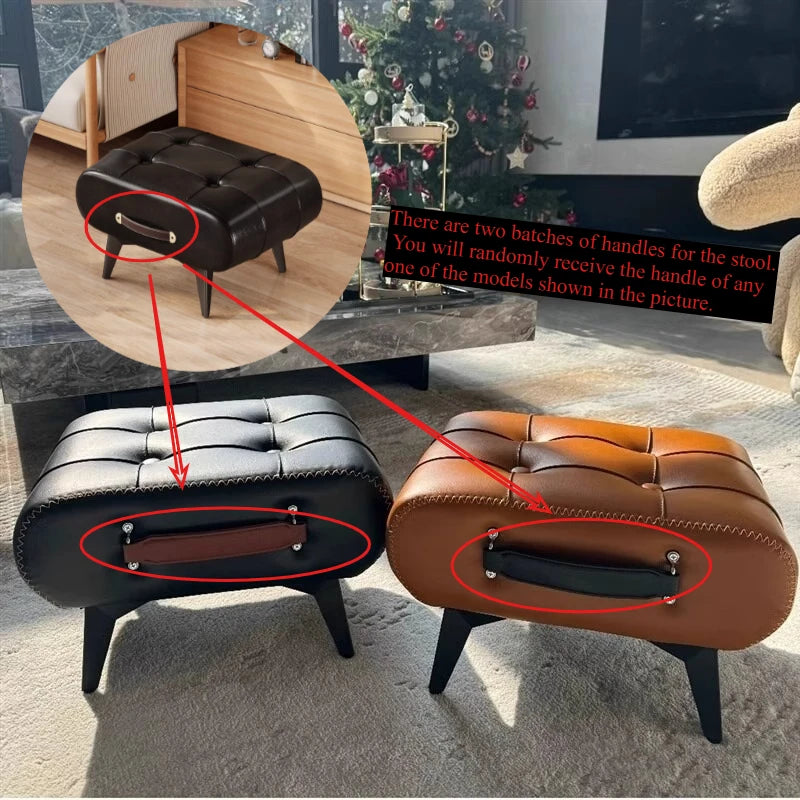 Faltbarer Fußhocker aus extra dickem PU-Leder – Gepolsterter Sitzhocker & Ottoman mit rutschfester Basis für Wohnzimmer, Schlafzimmer & Büro