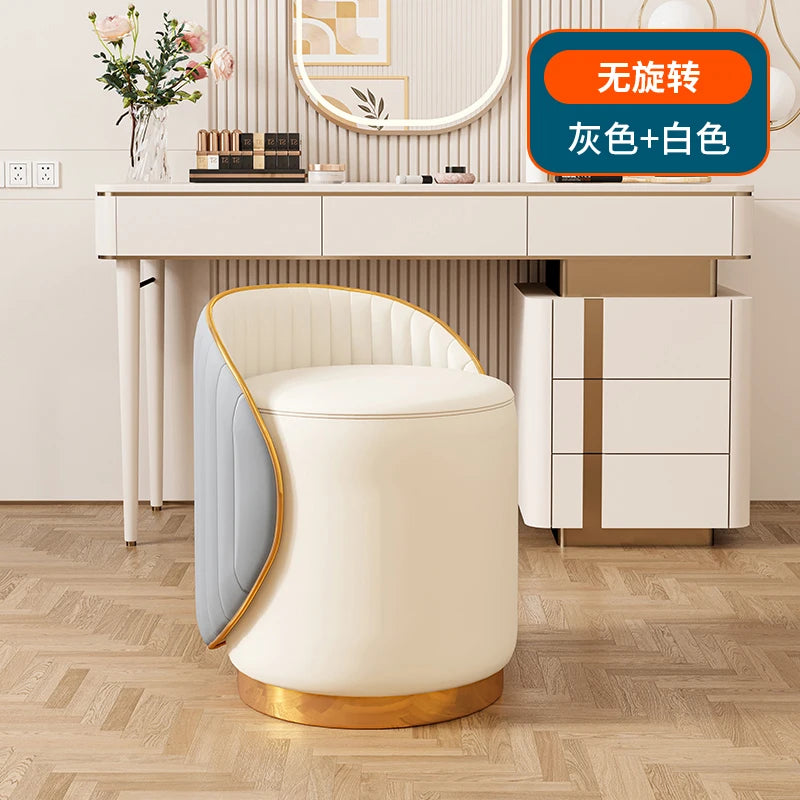 360° drehbarer Lederhocker aus Kunstleder – Moderner Schmink- &amp; Eingangsbereich-Hocker für Flur, Wohnzimmer &amp; Schlafzimmer