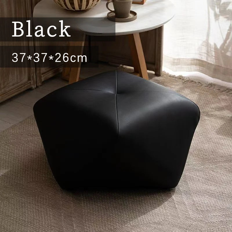 Moderner achteckiger Fußhocker aus PU-Leder – Vielseitiger Sitzhocker mit Massivholz-Basis für Wohnzimmer & Schlafzimmer