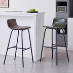 Leder Barstuhl für Balkon & Wohnraum – Moderner Nordic Minimalist Barhocker aus Echtleder mit Carbonstahlgestell