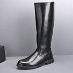 RAINTAKI Herren High-Top Leder Boots – Motorrad- & Streetstyle Ankle Boots, Echtes Rindsleder, Runde Zehen, Größen 37-46