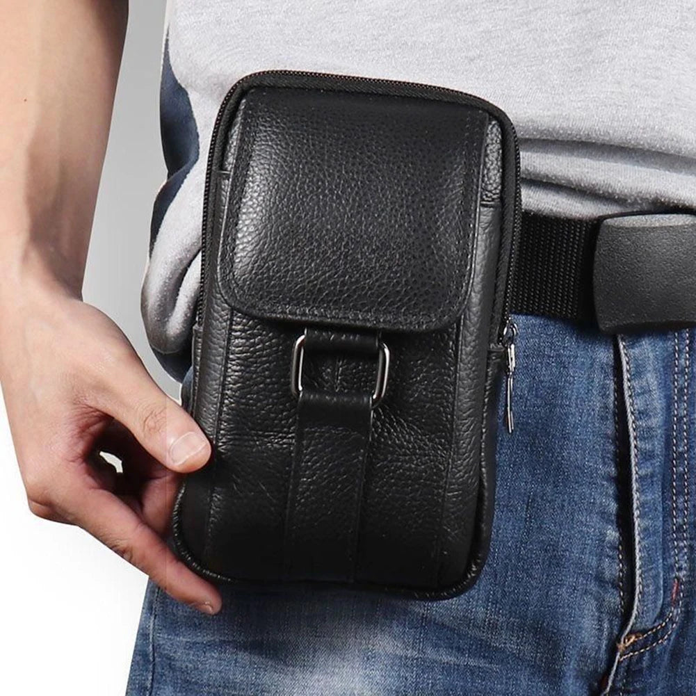 MOJOYCE Herren Leder Messenger & Bauchtasche – Tragbare Cowhide Crossbody Bag mit Multi-Fächern für Outdoor, Sport & Alltag