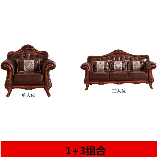 Luxuriöses Europa Ledersofá für Wohnzimmer – U-förmiges Designer-Sofa aus echtem Rindsleder &amp; Massivholz im skandinavischen Stil