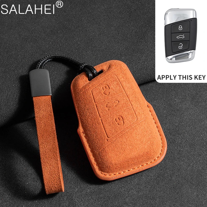 Wildleder Autoschlüssel Hülle para VW, Skoda y SEAT - Funda para llave premium para Passat B8, Tiguan MK2, Golf 8, Octavia A7/A8 y Leon MK4 