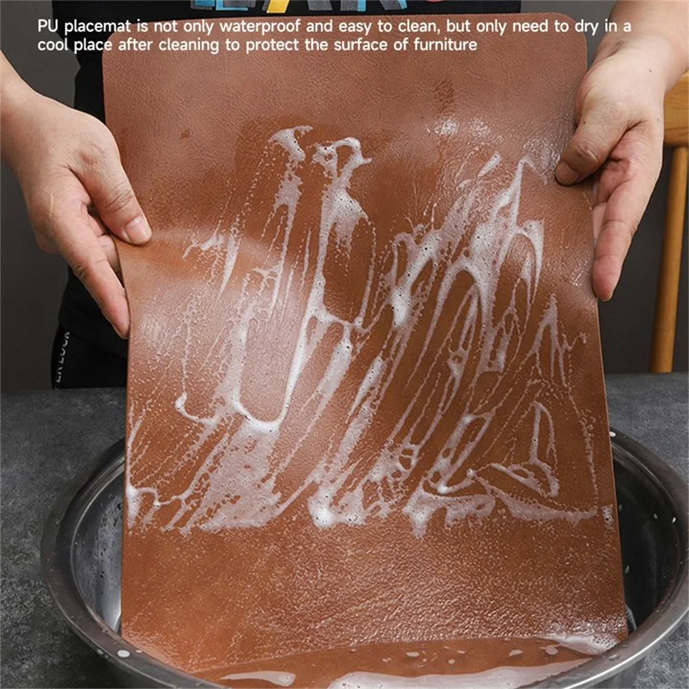 PU-Leder Tischsets in gewaschener Rindsleder-Optik – Hitzebeständige, wasserdichte & abwischbare Platzmatten für Küche & Party