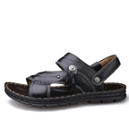 Herren Sommer Sandalen aus echtem Leder – Rutschfeste Gladiator-Sandalen mit dicker Sohle, Bequeme Beach- & Outdoor-Slipper